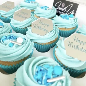 Blue Luxe Birthday Cupcakes